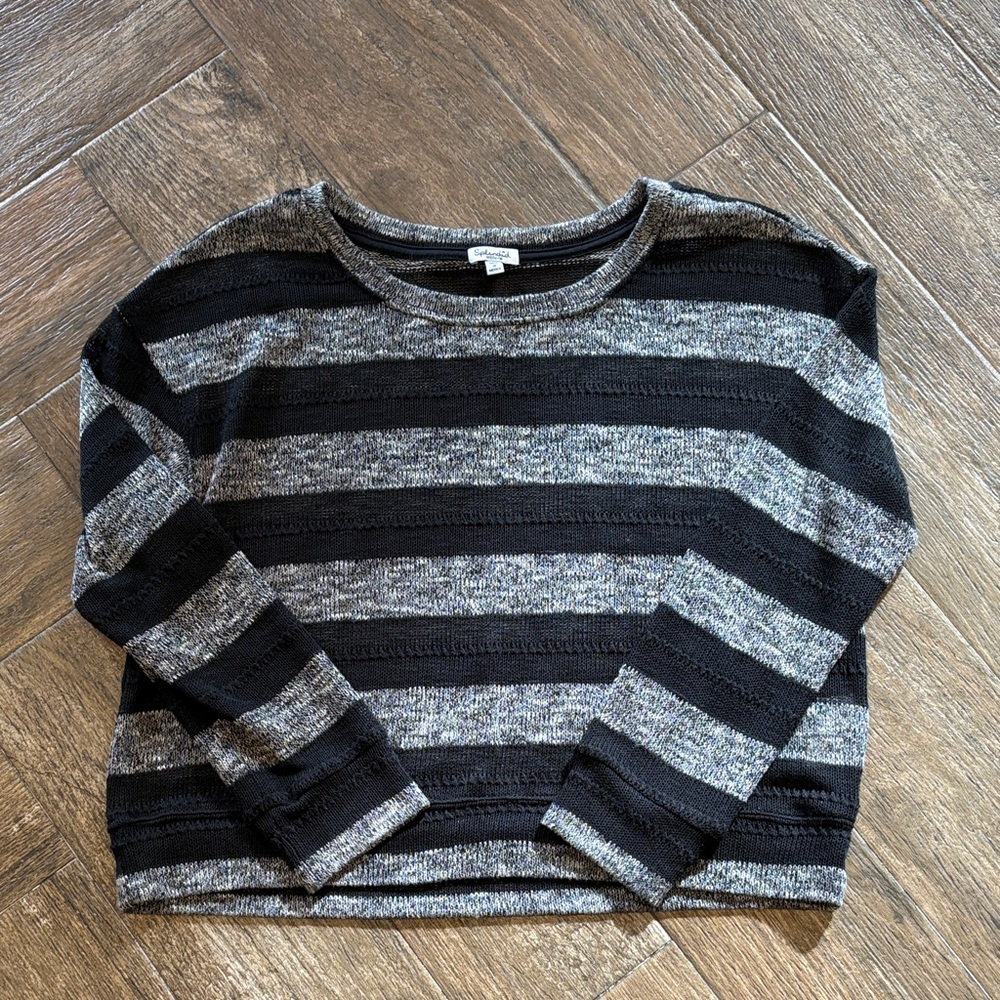 Splendid Black and Gray Striped Knit Top